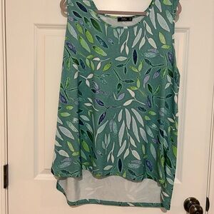 Lily Green Leaf Print Tank Top